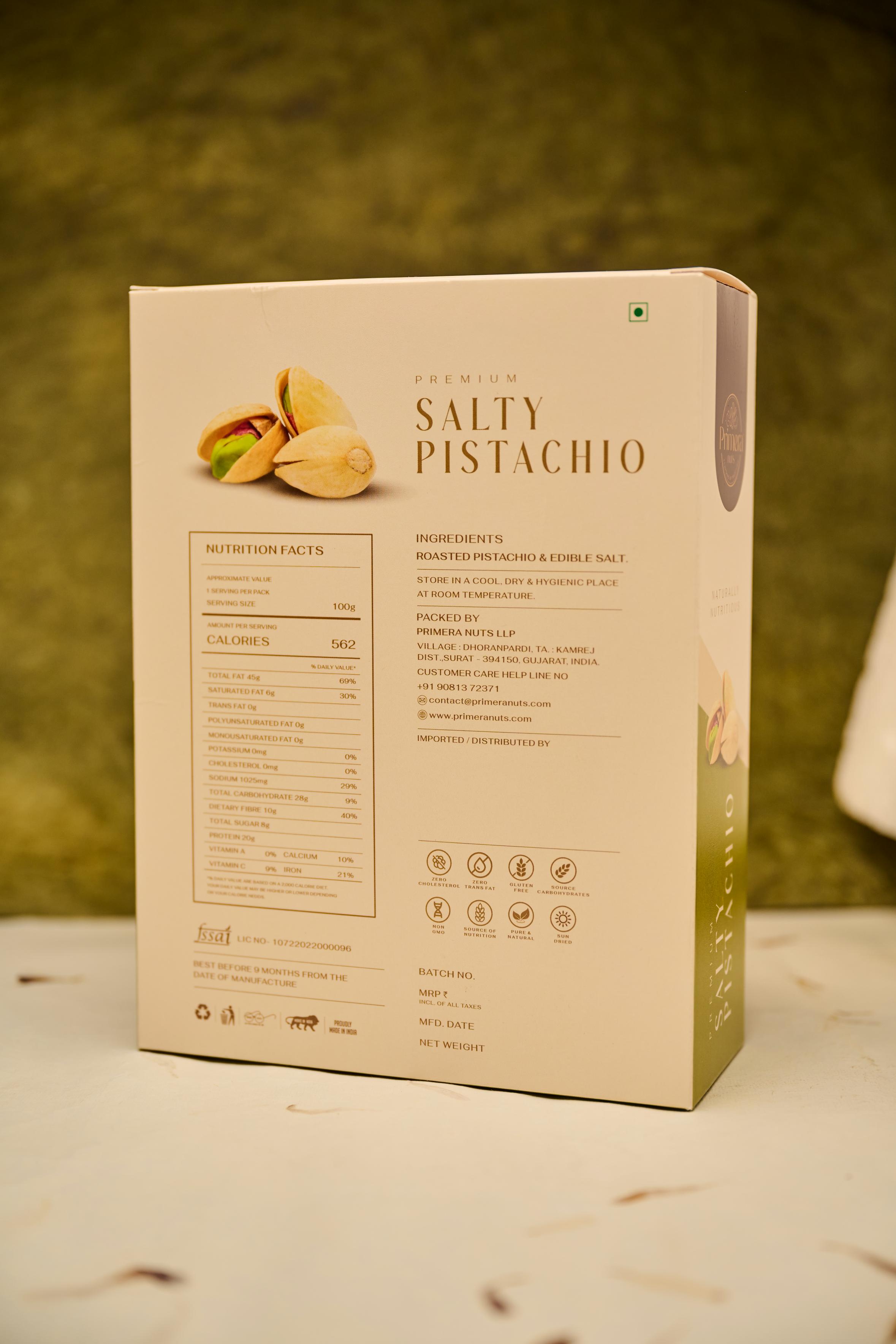 PRIMERA NUTS Pistachios Roasted & Salted, Pista, Rich In Protein, Phosphorus, & Dietary Fibre, Premium Nuts & Dry Fruits, Shelled Nuts, Crunchy & Delicious Healthy Snack (250GM)